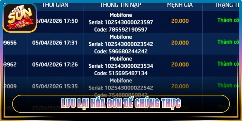 Lưu lại hóa đơn để chứng thực
